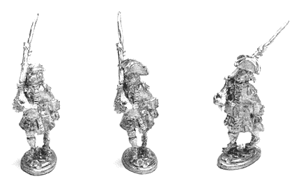 Infantry in Tricorn Marching collarless, belly box, ribbon