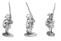 Infantry in Tricorn Marching, collarless coat, and belly box