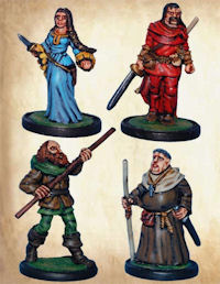 Robin Hood, Maid Marian, Friar Tuck, and Little John